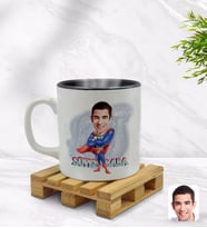 BK Gift Kişiye Özel Süper Baba Karikatürlü İçi Siyah Renkli Kupa Bardak Model 1
