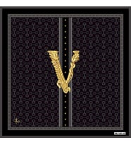 Logolu Desen Black Seri Twill Eşarp Eşarp Askısı ile Birlikte 90x90 cm Yeşil Siy