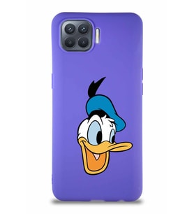 Oppo Reno 4 Lite Soft Premier Kapak Donald Duck-A Tasarımlı Silikon Kılıf - Mor (Şeffaf)