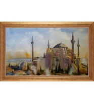 Çerçeveli Paspartulu Manzara Tablo ah1715 (Gold)