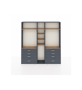 Arges Dolap 8 Raflı 8 Çekmeceli 3 Askılı 220x30x243 Antrasit-Çam/Antrasit