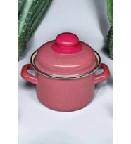 İtalyan Emaye Lüks Mini Derin Tencere – 12 cm, 900 ml, Kırmızı
