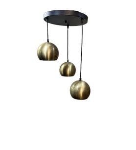 Rsylight Metal Modern Rustik Retro Eskitme Kaplama Yuvarlak 3 Lü Ledli Günışığı Ampullü Sarkıt Avize