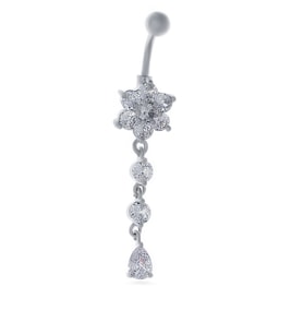 Kadın Sallantılı Çiçek Model Çelik Piercing