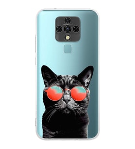 PrintiFy Tecno Camon 18 ile Uyumlu Kedi 3 Kamera Korumalı Şeffaf Kılıf