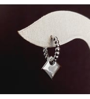 925 Ayar Gümüş Zirkon Taşlı Trend Erkek Kare Sallantılı Halka Tek Küpe Sevgililer Günü Hediye