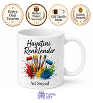 Boya Badana Fırçası Çizimli Hayatını Renklendir Ressam Kupası Hediye Bardak