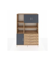 Hyperion Dolap 8 Raflı 4 Çekmeceli 3 Kapaklı 132x44x195 Çam-Antrasit/Çam