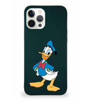 Apple iPhone 12 Pro Max Soft Premier Kapak Donald Duck-C Tasarımlı Silikon Kılıf - Yeşil (Şeffaf)