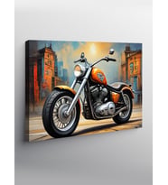Kanvas Tablo Turuncu Chopper Motosiklet