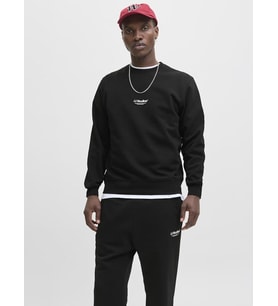 Jack & Jones JJESOHO Sweat Crew Neck NOOS – Bisiklet Yaka Basic Erkek Sweatshirt, Rahat Günlük Model (Siyah)