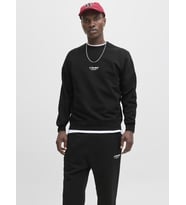 Jack & Jones JJESOHO Sweat Crew Neck NOOS – Bisiklet Yaka Basic Erkek Sweatshirt, Rahat Günlük Model (Siyah)
