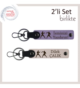 Knockout Tarzı Tamamlayan Hediye, Dövüş Temalı, Kişisel Anahtarlık, Mor Menekşe-Pudra