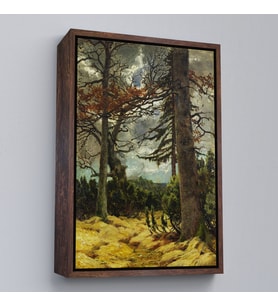 Çerçeveli Franz Marc - İlkbaharda Meşe Ağaçları Tablo (Siyah)