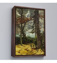 Çerçeveli Franz Marc - İlkbaharda Meşe Ağaçları Tablo (Siyah)