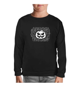 Halloween - Pumpkin Lines Siyah Çocuk Sweatshirt