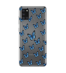 Samsung Galaxy A21S Uyumlu Kelebek Desenli Şeffaf Telefon Kılıfı
