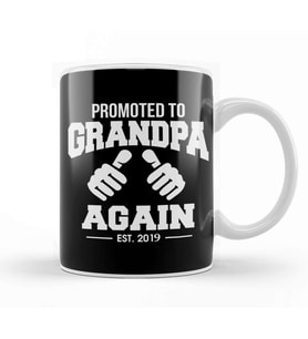 Funny Promoted To Grandpa Again 2019 Grandfather Kupa Bardak Porselen