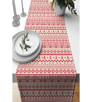 Kırmızı Christmas Desen Premium Masa Örtüsü Runner RNR564