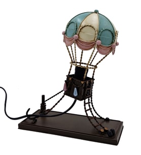 Vintage Metal Sıcak Hava Balonu Dekoratif Abajur - El Yapımı Masa Lambası - Kafe Bar Dekorasyonu