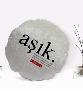 BK Gift Kişiye Özel İsimli Aşk Anlamlı Yuvarlak Dekoratif Kırlent Yastık-1