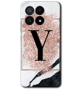 Poco x6 Pro Kılıf HD Desen Baskılı Kılıf - Pembe Mermer Desenli Y Harfi