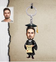 Kişiye Özel Mezuniyet Karikatürlü  Ahşap Anahtarlık Bay-2-Eco
