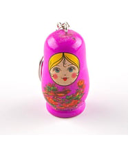Ahşap Matruşka Bebek Anahtarlık Mor