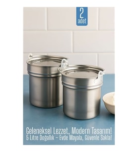 2 li Yoğurt Bakracı – Paslanmaz Çelik 5 Litre   Kapaklı, Hijyenik ve Dayanıklı