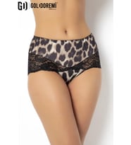 Gd Goldoremi 905 Kadın Leoparlı Yüksek Bel Dantelli Şort Boxer