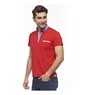 Erkek Düz Kısa Kollu  Polo T-shirt (Kırmızı)