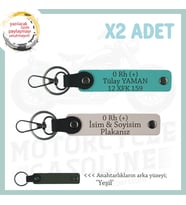 Yol Arkadaşlarına Özel, İsim Plaka ve 0 Rh (+) Kan Grubu Yazılı x2 Anahtarlık, Pudra-K Turkuaz-Ysl (Çok Renkli)