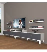 Decoraktiv Ekoflex 360r Mdf Gold Tv Ünitesi Tv Sehpası - Beyaz Antrasit (Beyaz - Antrasit)