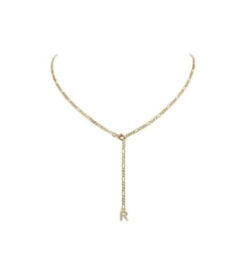 925 Ayar Gümüş Tasarım Harf Detaylı Kolye (Gold)