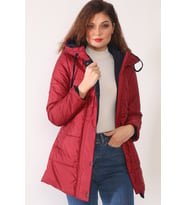Dewberry Kadın %100 Polyester Kaban Bordo Z6660 Günlük Dış Giyim, Kazak ve Gömlek Kombini, Seyahat Gardırobu