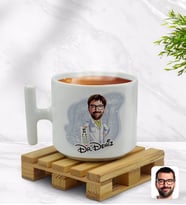 BK Gift Kişiye Özel Erkek Göz Doktoru Karikatürlü T Kulplu Beyaz Middle Kupa Bardak-1