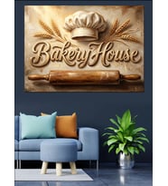 Bakery House Nostaljik Fırın Tabelası Dekoratif Kanvas - Mdf Ahşap Tablo