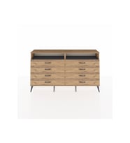 Arges Konsol 2 Raflı 8 Çekmeceli  176x30x99 Çam-Antrasit/Çam