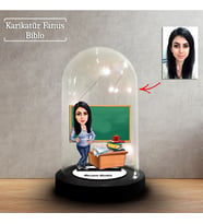 Kişiye Özel Karikatür Kadın Öğretmen Tasarımlı Fanus Biblo, Öğretmene Hediye, Öğretmenler Günü, Öğretmenler Günü Hediyesi,, FN237