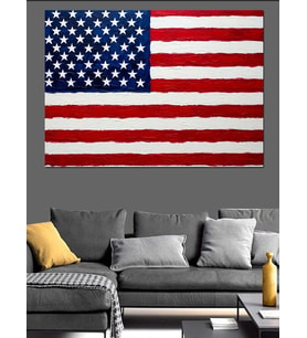 Amerikan Bayrağı Ve Grunge Tarzı Dekoratif Kanvas - Mdf Ahşap Tablo