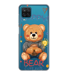 Samsung Galaxy M22 Uyumlu Happy Bear Tasarımlı Şeffaf Telefon Kılıfı