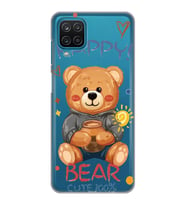 Samsung Galaxy M22 Uyumlu Happy Bear Tasarımlı Şeffaf Telefon Kılıfı