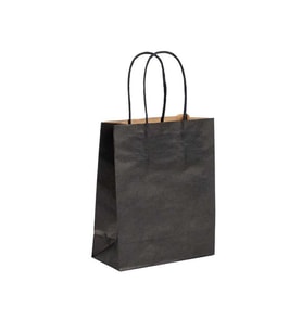 Burgu Saplı Siyah Kağıt Çanta 18x9x25 cm 25 Adet