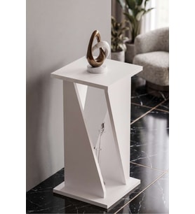 Yan Sehpa Modern Zigon Sehpa Dekoratif Çok Amaçlı Sehpa Vizyon 6035 Beyaz