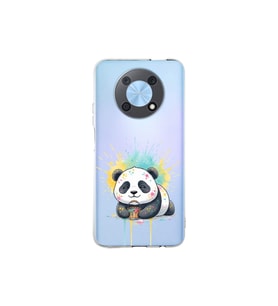 Huawei Nova Y90 ile Uyumlu Splash Panda Tasarımlı Şeffaf Silikon Kılıf