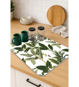 Yeşil Çiçekli Microfiber Bulaşık Kurutma Kurulama Matı MM017