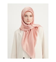 Şaless Tesettür Kadın Janjan-janjanlı Krinkıl Abiye Eşarp-inci Beyazı- 100x100cm (Pudra)
