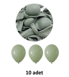 Küf Yeşili Balon 12" - 30 cm Lateks Küf Yeşili Renk Balon 10'lu Paket
