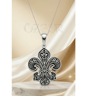 925 Ayar Gümüş Fleur De Lis Zambak Kolye