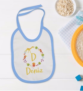 BK Kids Kişiye Özel Mavi Bebek Mama Önlüğü - Model 132